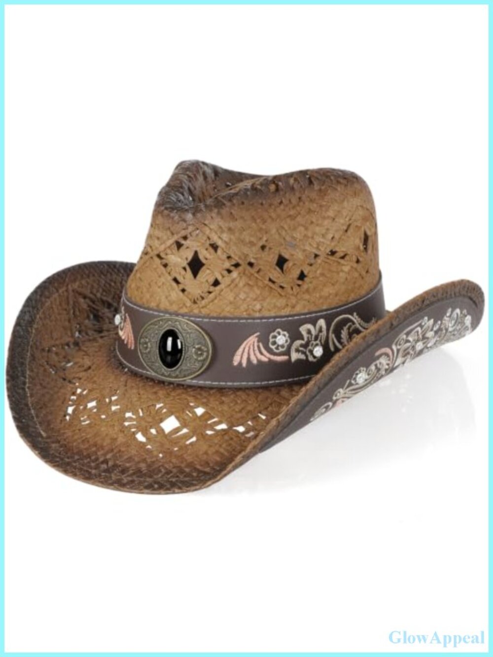 Straw Cowboy Hat for Women Men Wide Shapeable Brim